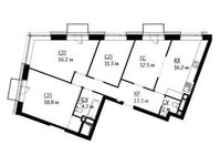 Планировка 3-комнатной квартиры, 96,9 м2
