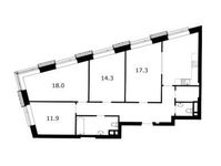 Планировка 4-комнатной квартиры, 104,3 м2