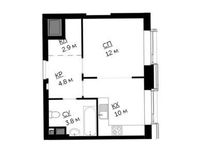 Планировка 1-комнатной квартиры, 34,7 м2
