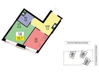 Планировка 1-комнатной квартиры, 33,4 м2