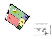 Планировка 1-комнатной квартиры, 42,2 м2