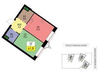 Планировка 1-комнатной квартиры, 41,8 м2