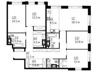 Планировка 5-комнатной квартиры, 123,6 м2