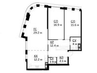 Планировка 3-комнатной квартиры, 94,3 м2