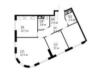 Планировка 3-комнатной квартиры, 83,5 м2