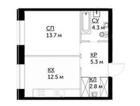 Планировка 1-комнатной квартиры, 38,2 м2
