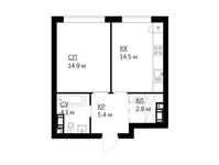 Планировка 1-комнатной квартиры, 41,9 м2