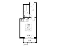 Планировка квартиры студии, 33,49 м2