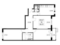 Планировка 3-комнатной квартиры, 88,29 м2