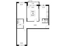 Планировка 3-комнатной квартиры, 90,87 м2