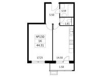 Планировка 1-комнатной квартиры, 44,31 м2