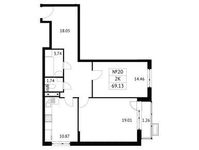 Планировка 2-комнатной квартиры, 69,13 м2