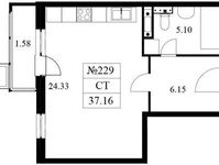 Планировка квартиры студии, 37,16 м2