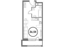 Планировка квартиры студии, 36,54 м2