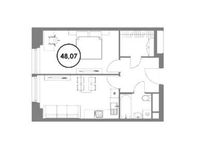 Планировка 1-комнатной квартиры, 48,07 м2