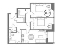 Планировка 3-комнатной квартиры, 87,17 м2