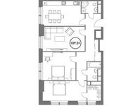 Планировка 3-комнатной квартиры, 109,01 м2