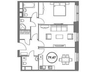 Планировка 2-комнатной квартиры, 79,47 м2