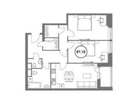 Планировка 3-комнатной квартиры, 87,18 м2