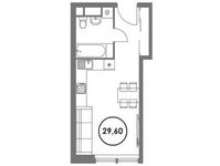 Планировка квартиры студии, 29,6 м2
