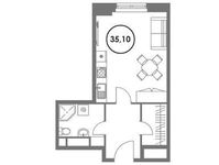Планировка квартиры студии, 35,1 м2
