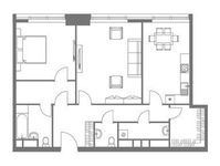 Планировка 2-комнатной квартиры, 93,73 м2