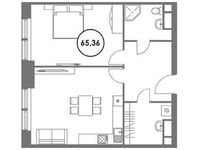 Планировка 2-комнатной квартиры, 65,36 м2