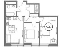 Планировка 2-комнатной квартиры, 70,37 м2