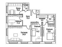 Планировка 4-комнатной квартиры, 103,2 м2