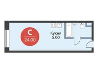 Планировка квартиры студии, 24 м2