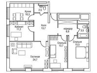 Планировка 4-комнатной квартиры, 105 м2