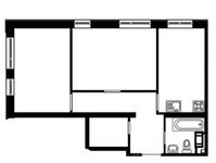 Планировка 2-комнатной квартиры, 55,8 м2