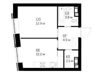 Планировка 1-комнатной квартиры, 35,9 м2