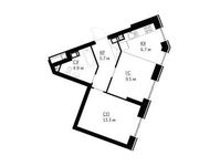 Планировка 2-комнатной квартиры, 40,1 м2