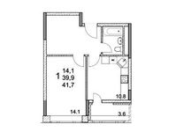 Планировка 1-комнатной квартиры, 41,7 м2