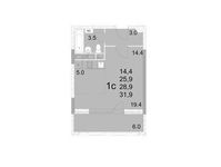 Планировка 1-комнатной квартиры, 28,9 м2