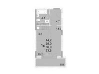 Планировка 1-комнатной квартиры, 30,9 м2