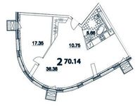 Планировка 2-комнатной квартиры, 70,14 м2