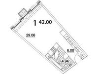 Планировка 1-комнатной квартиры, 42 м2