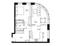 Планировка 2-комнатной квартиры, 55,6 м2
