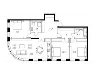Планировка 3-комнатной квартиры, 103,2 м2