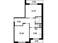 Планировка 2-комнатной квартиры, 59,12 м2