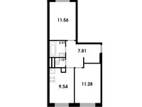 Планировка 2-комнатной квартиры, 45,15 м2