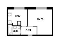Планировка 1-комнатной квартиры, 30,84 м2