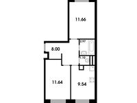 Планировка 2-комнатной квартиры, 44 м2