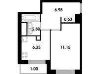 Планировка 1-комнатной квартиры, 28,98 м2