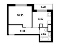 Планировка 1-комнатной квартиры, 28 м2