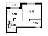 Планировка 1-комнатной квартиры, 28 м2