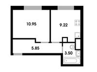 Планировка 1-комнатной квартиры, 29,15 м2