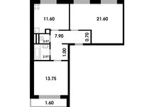 Планировка 2-комнатной квартиры, 62,09 м2